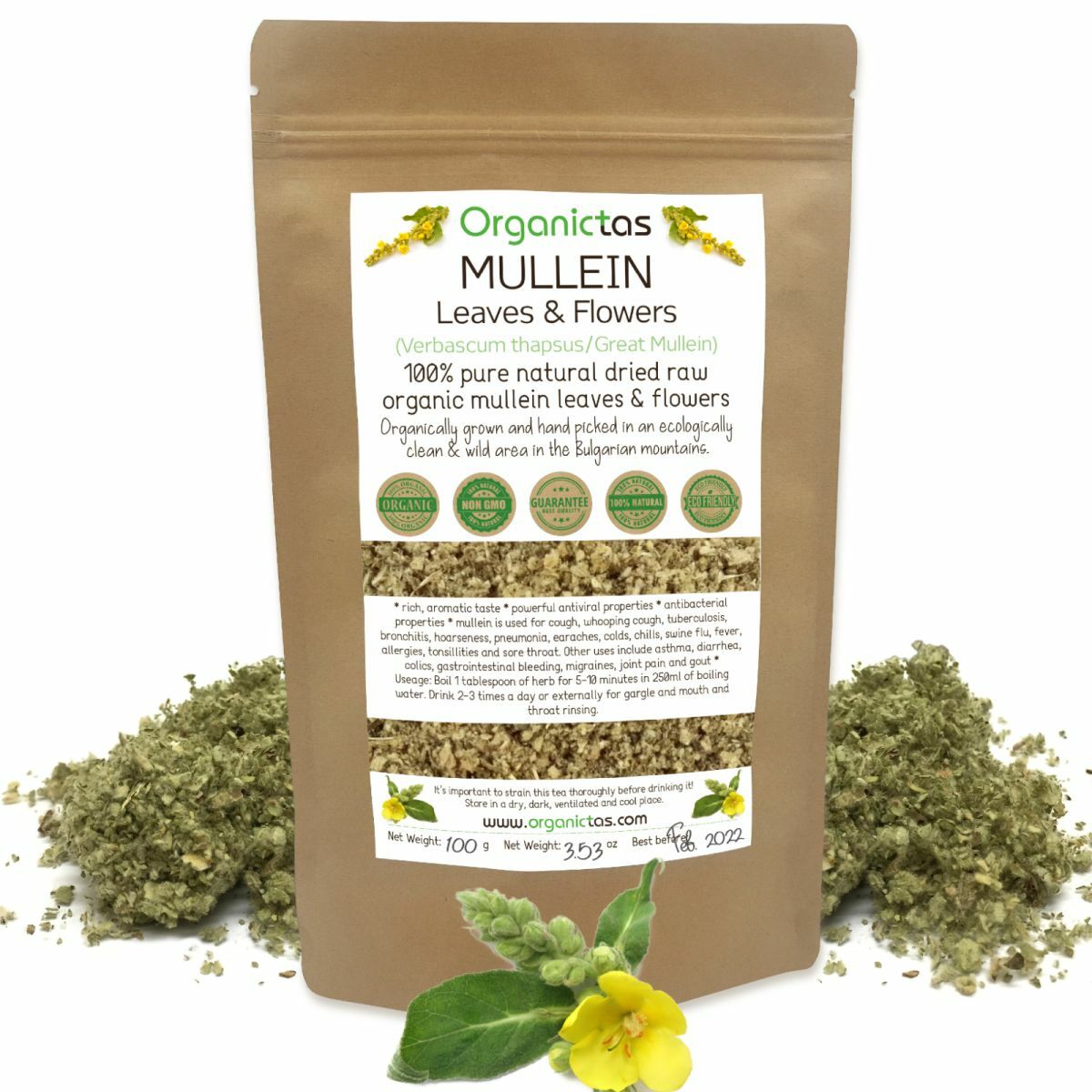 Mullein Leaf & Flower Tea Loose Organic Herb Premium Quality Herbal 25 g – 200 g