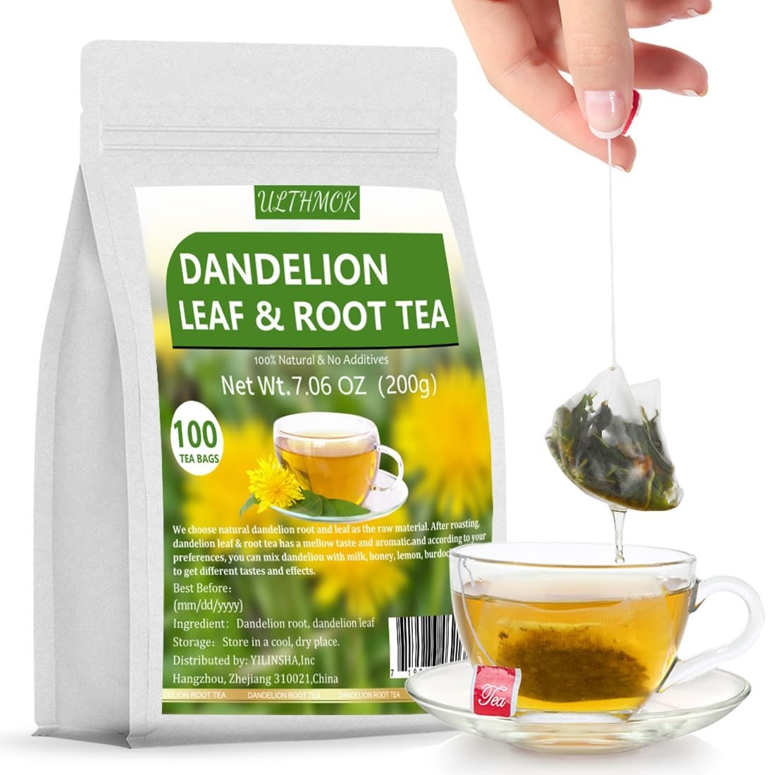 100% Natural Dandelion Root Tea Bags – Liver Detox & Additive-Free, 7.06Oz