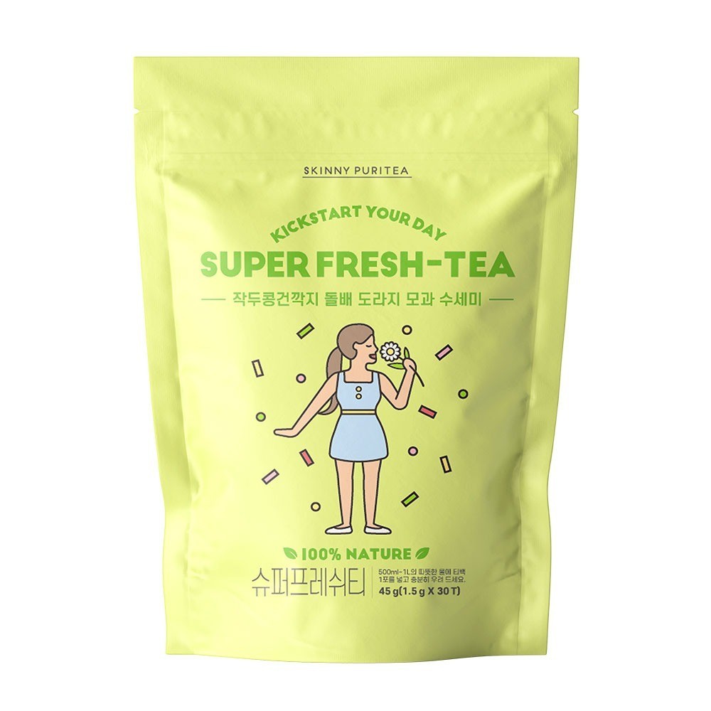 Skinny Puritea 3 Pack 90 Bags Super Fresh Tea Korean Herbal Balloon Flower Pear