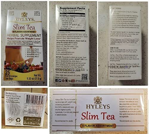 Hyleys Slim Tea 5 Flavors Weight Loss Herbal Supplement Cleanse & Detox – 25 Bag