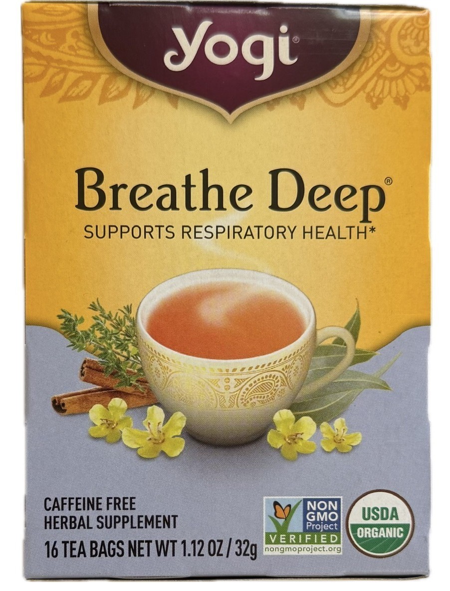 5 Pack Yogi Breathe Deep Herbal Tea 16 Bags Organic Caffeine Free Respiratory