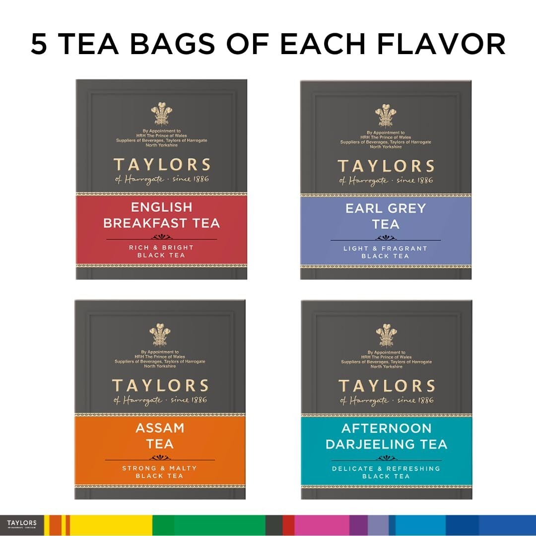 Black Tea Sampler, Assorted Variety Gift Box, 20 Teabags