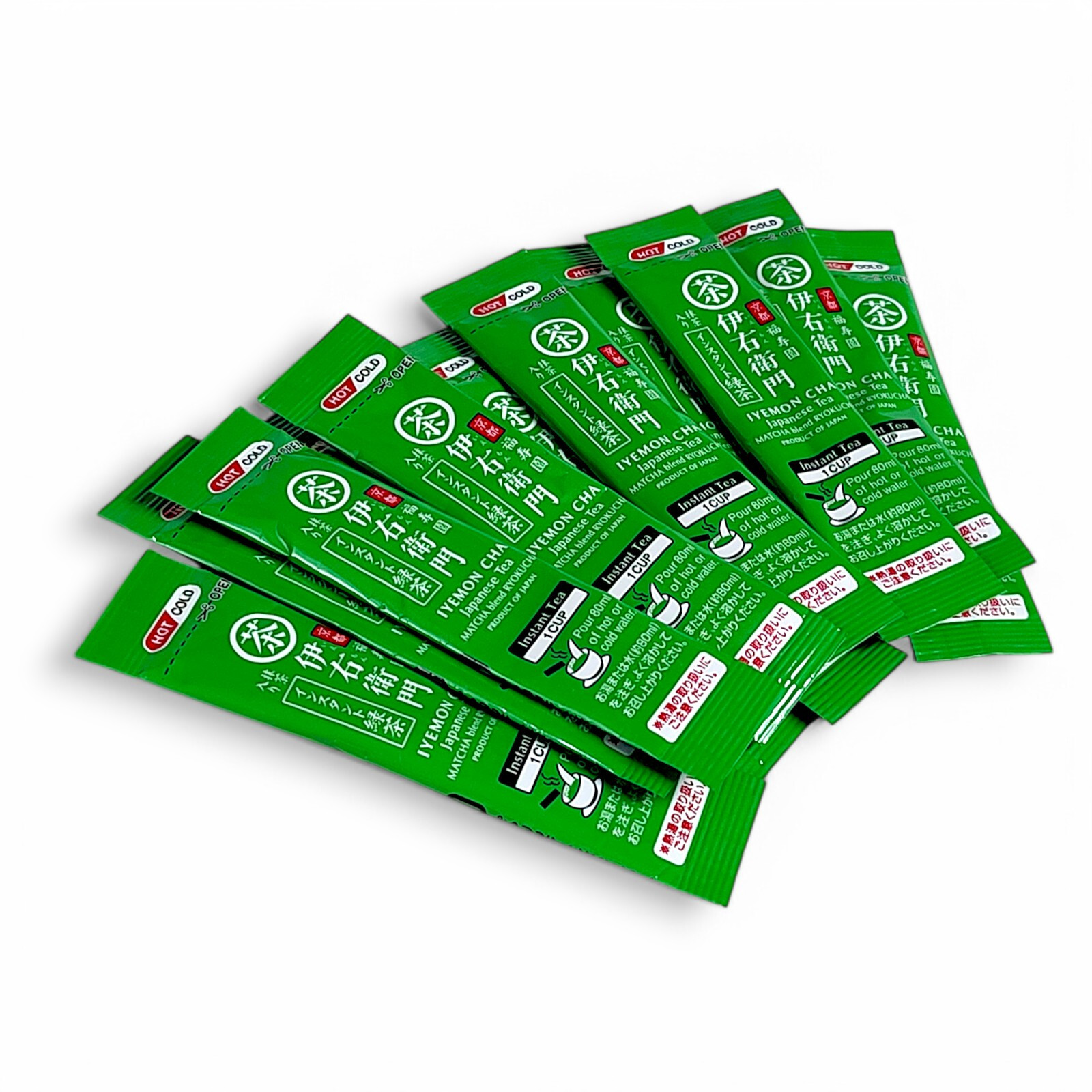 Set of 11 Iyemon Cha Japanese Instant Matcha Blend Ryokuchi Tea