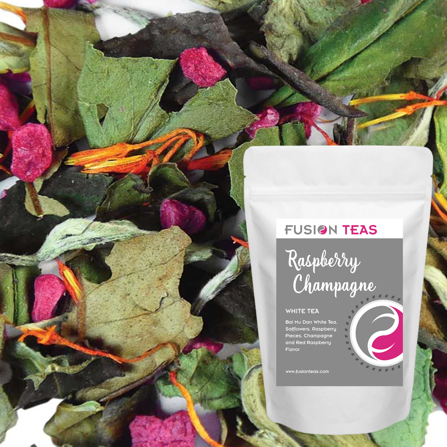 Raspberry Champagne White Tea (Bai Mu Dan) – Loose Leaf – Fusion Teas