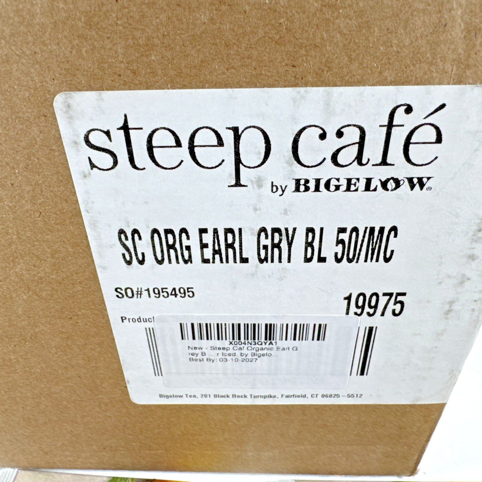 NEW 50 Individual SEALED Bags Steep By Bigelow Café Organic EARL GRAY