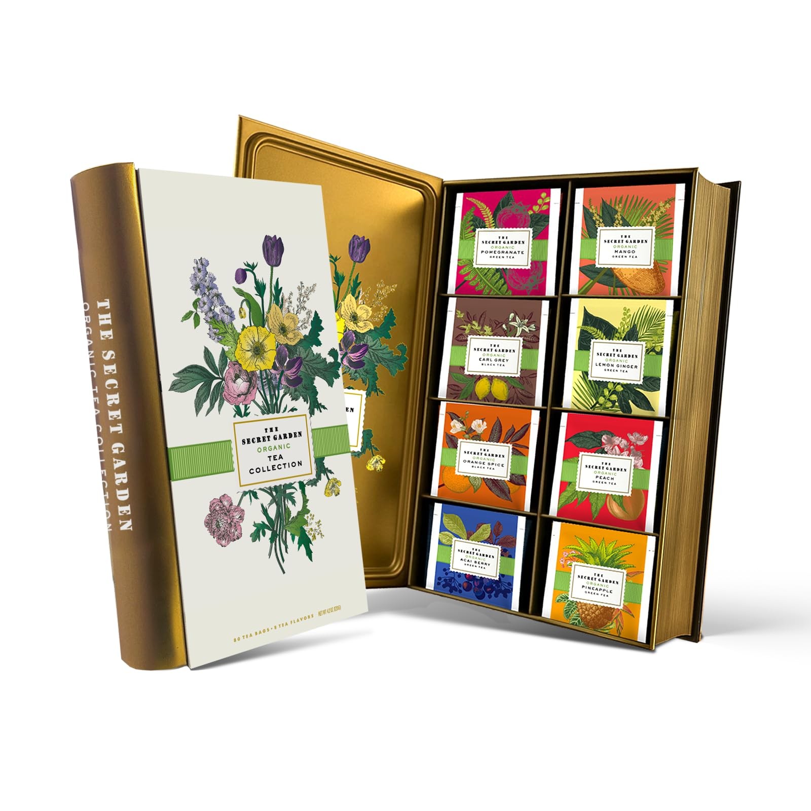 The Secret Garden Organic Tea Gift Set 80 Tea Bags 8 Flavors Green & Black As…