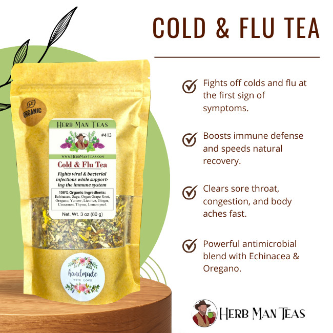 COLD & FLU TEA -a proven blend to fight viral infections, improves immunity 3oz