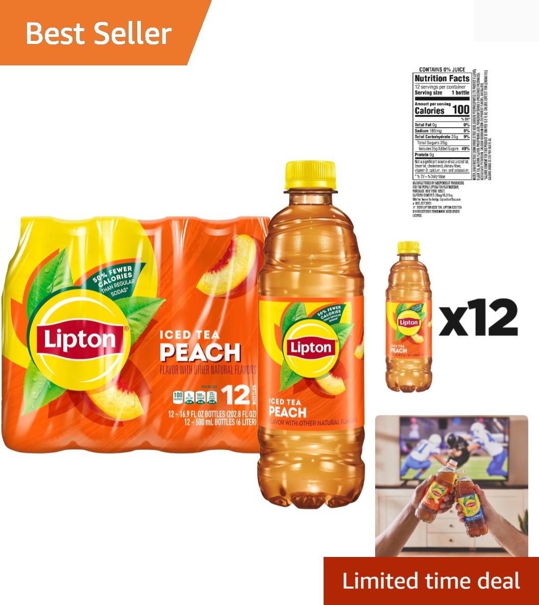 Lipton Peach Iced Tea, 16.9 Fl Oz Bottles Pack of 12