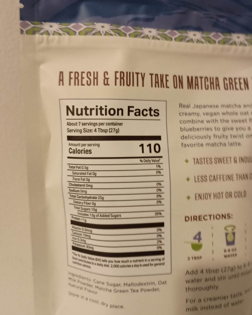 Karma Kitchen Japanese Barista-Style Blueberry Matcha Latte w/ Whole Oat Milk