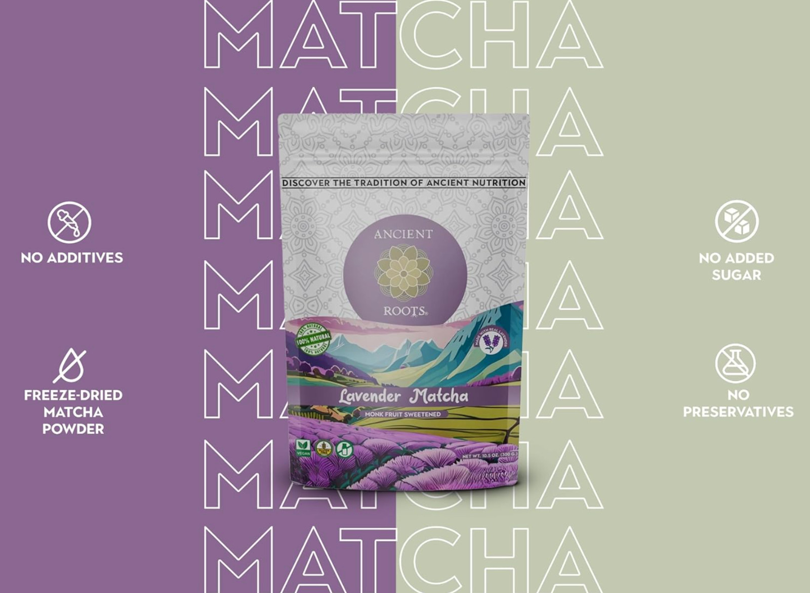 Ancient Roots Lavender Matcha – Green Tea Powder – 100% Japanese Matcha, All-nat