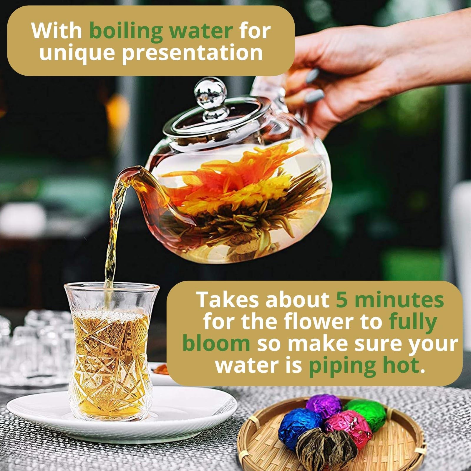 10 Assorted Blooming Flower Tea Balls Gift Set| Handmade Herbal Flowering Tea…