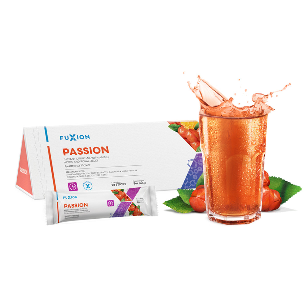 FUXION- PASSION Pleasant invigorating guarana flavor-28 Sticks-FREE SHIPPING