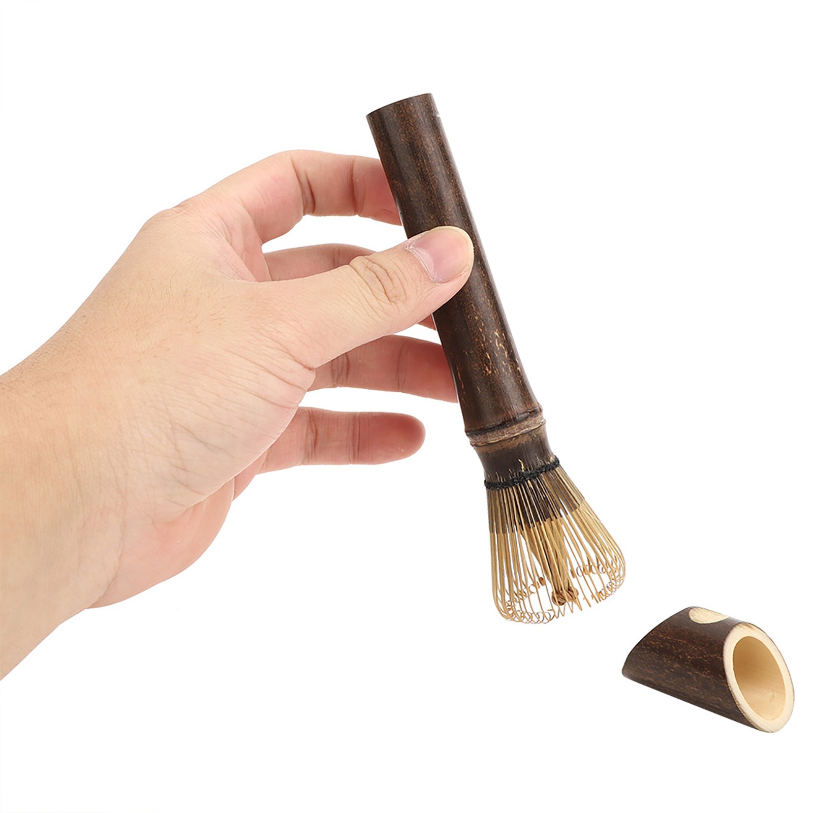 Natural Bamboo Chasen Matcha Green Tea Whisk Long Handle Powder Brush ToolPurple