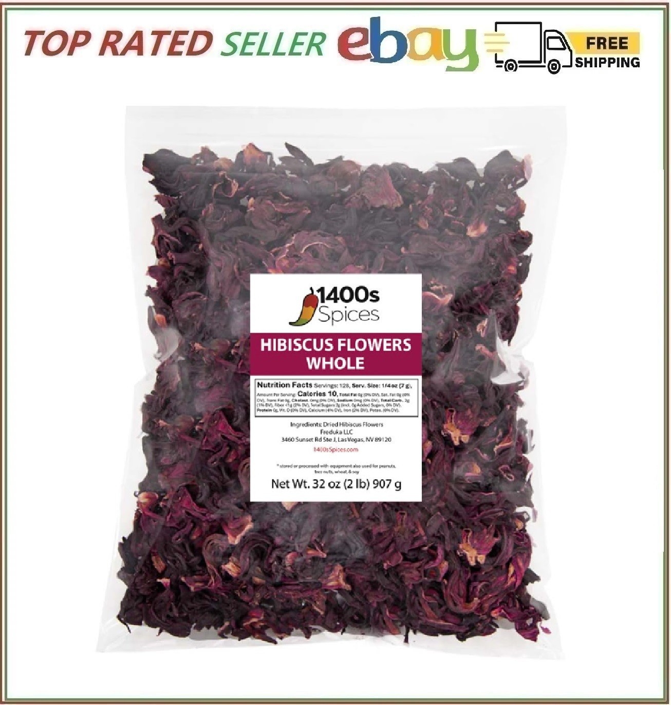 2lb Dried Hibiscus Flowers Bulk perfect for Tea and Mexican Agua Fresca, Flor de