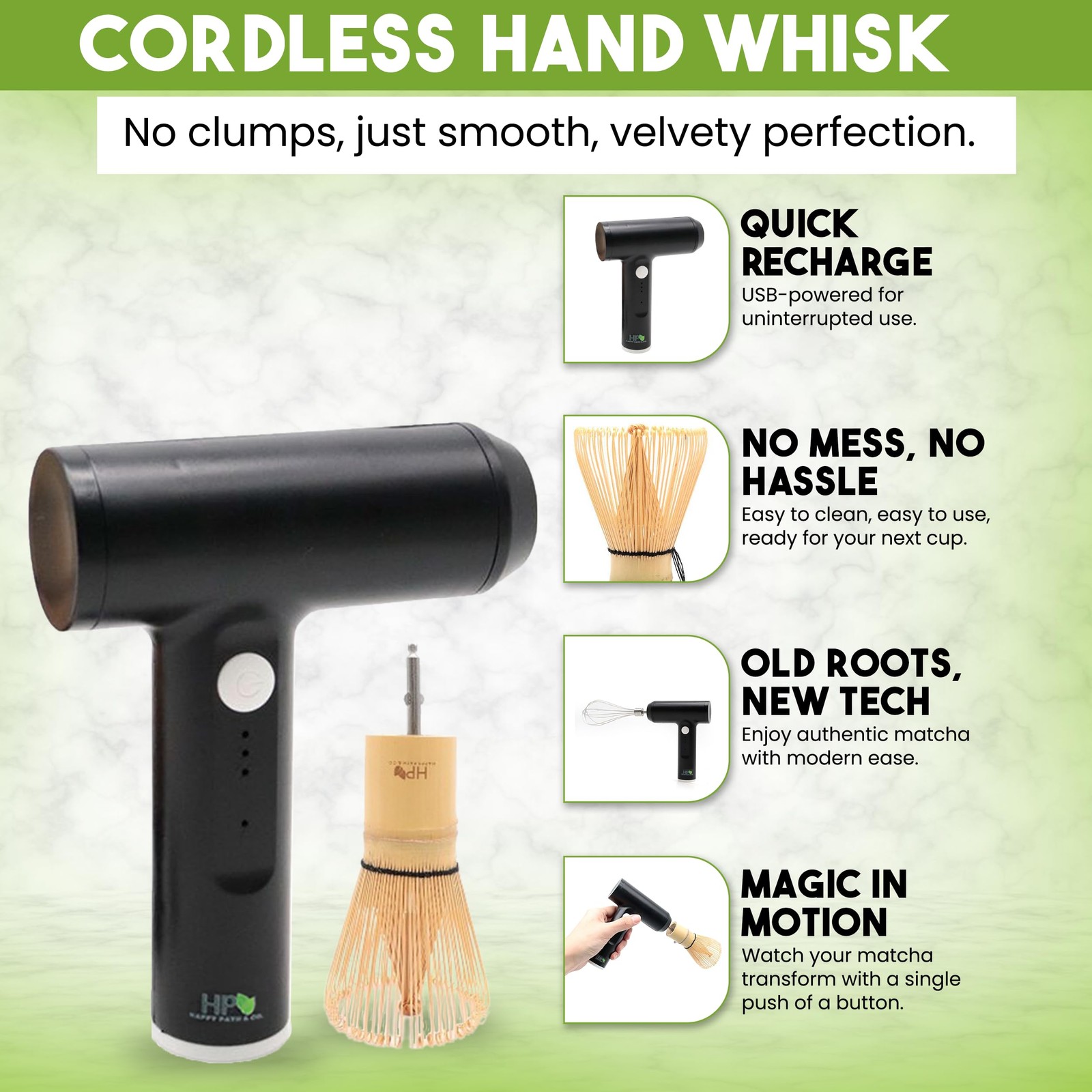 Matcha Electric Whisk Set – Rechargeable Handheld Frother with Whisk and Hold…