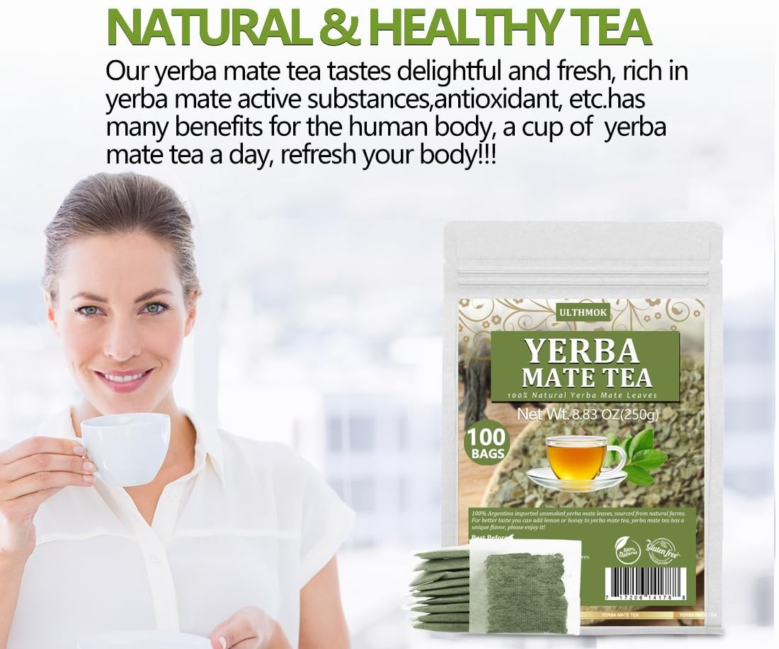 Yerba Mate Tea (60 Premium Bags)-100% pure natural yerba tea leaves