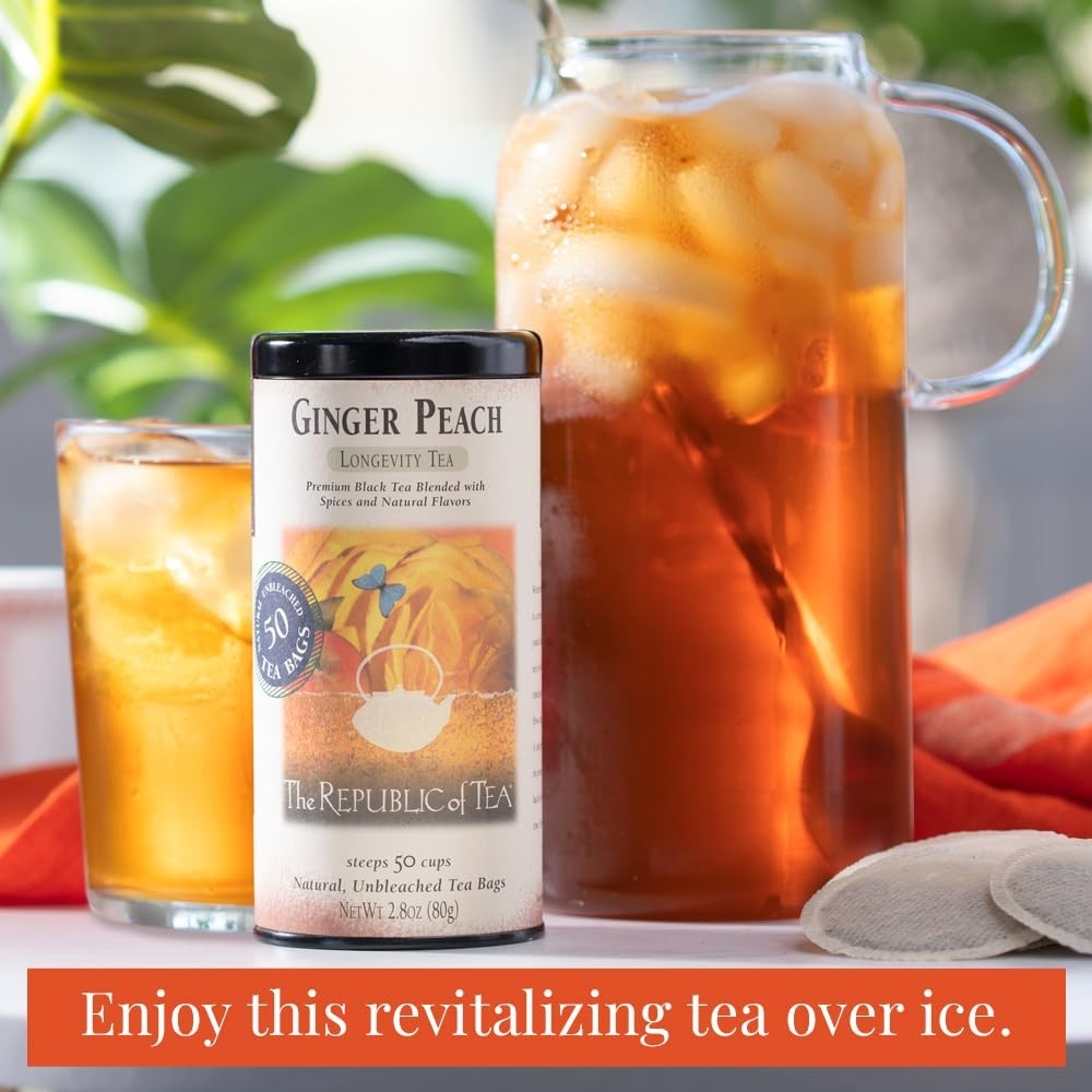 The Republic of Tea – Ginger Peach Black Tea, Caffeinated, 50 Count