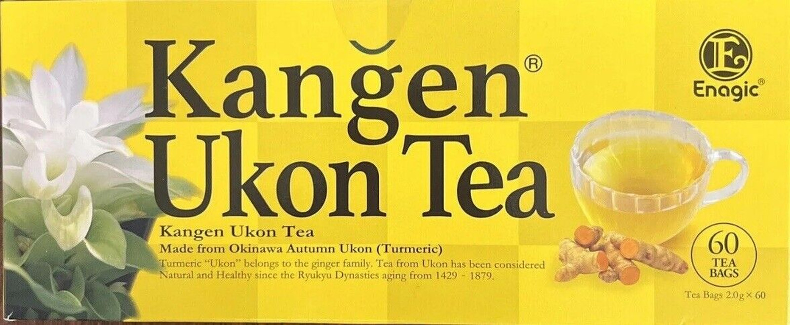 Kangen Ukon Turmeric Tea by Enagic 60 Bags 100% Organic, Sealed New Exp 2026