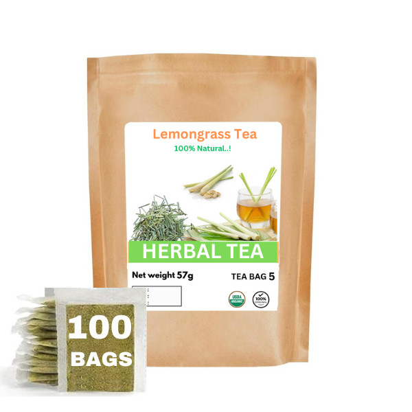 Organic Lemongrass Herbal Tea Bag – 100% Pure Premium Quality! 25 – 125 Bag