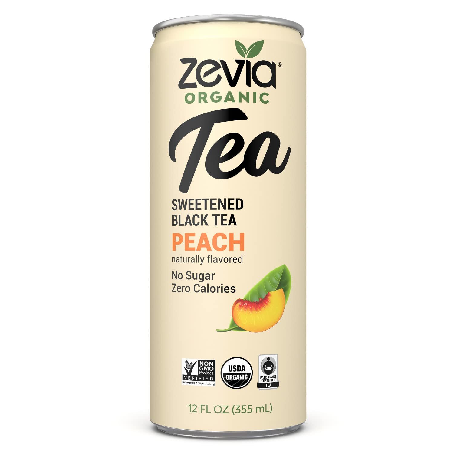 Zevia Organic Iced Tea Peach Pack Of 12 Sugar Free 12 Fl Oz Cans